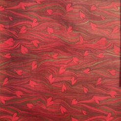 Marmor 6 Herzen rot mit Gold,  50 x 70cm