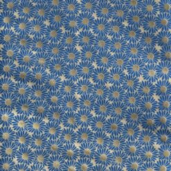 Loktapapier Druck von Gänseblümchen blau mit Gold 51 x 76cm