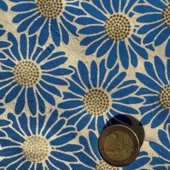 Alternative view of Loktapapier Druck von Gänseblümchen blau mit Gold 51 x 76cm