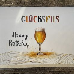 Klappkarte: „Glückspils Happy Birthday“ Bier Watercolor