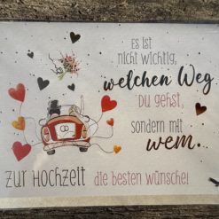 Klappkarte: "Es ist nicht wichtig, welchen Weg Du gehst, sondern mit wem. Zur Hochzeit die besten Wünsche!“