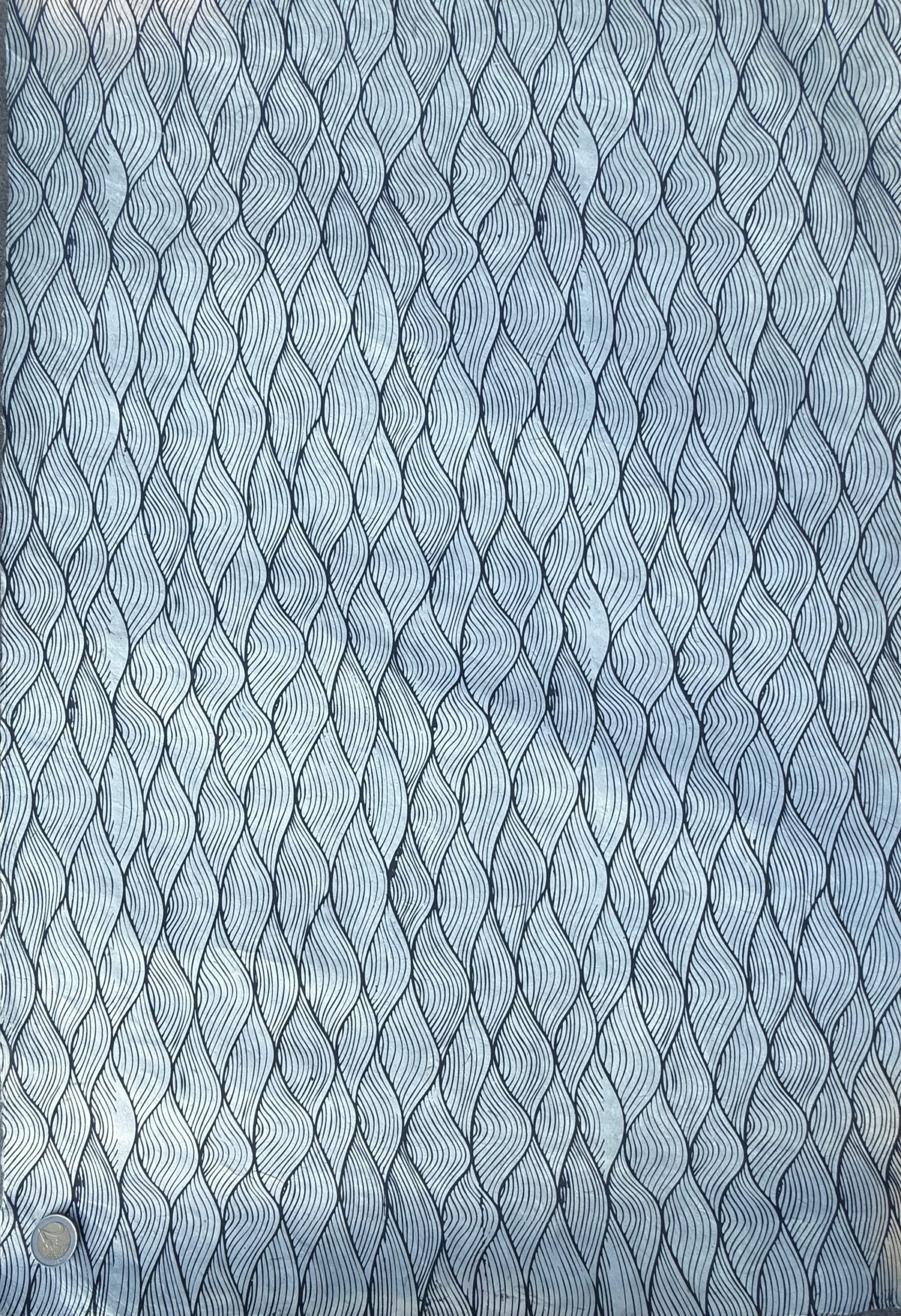 Loktapapier Wellen drachenblau auf mildem blau ca. 50 x 75cm