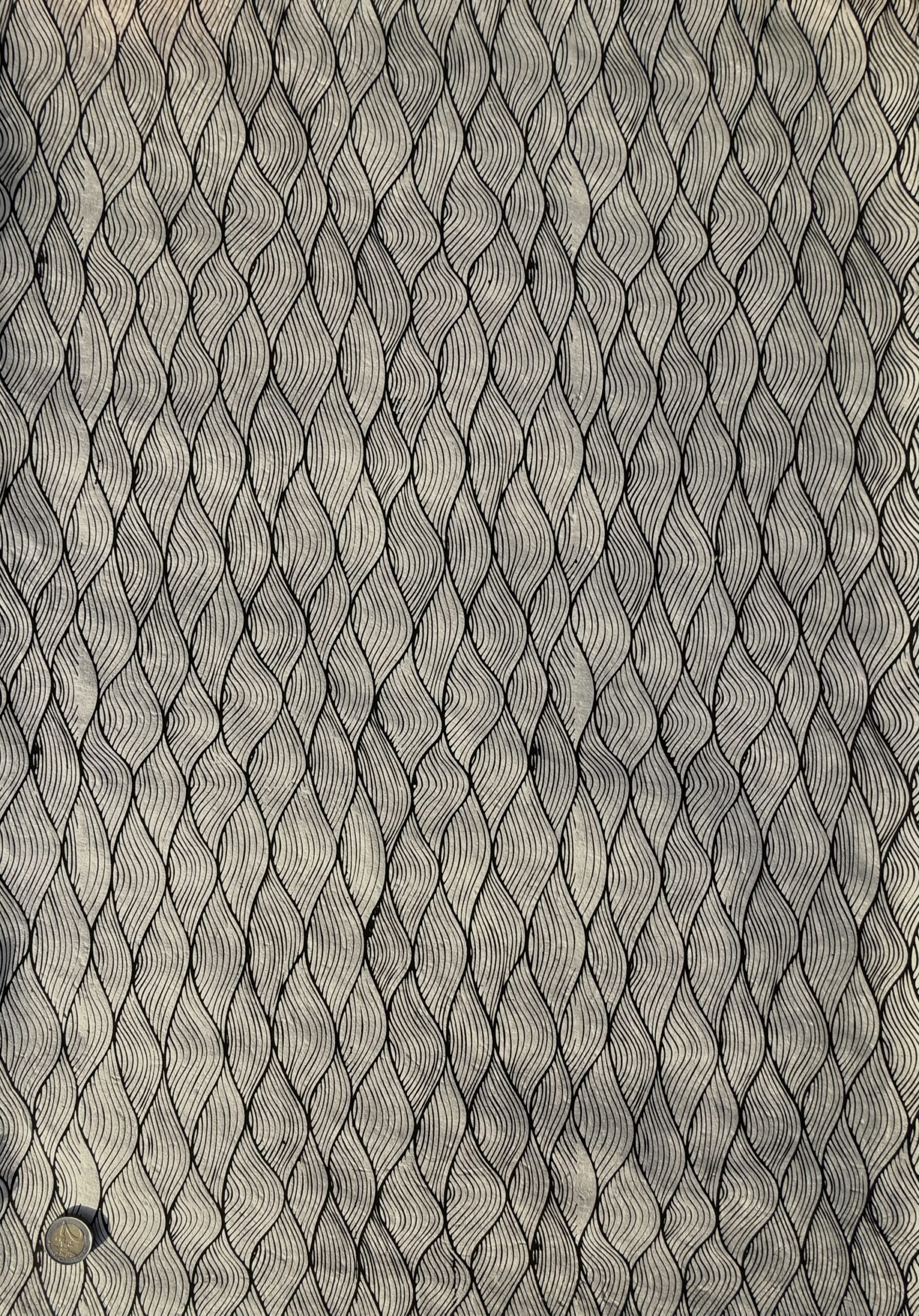 Loktapapier Wellen schwarz auf natur ca. 50 x 75cm