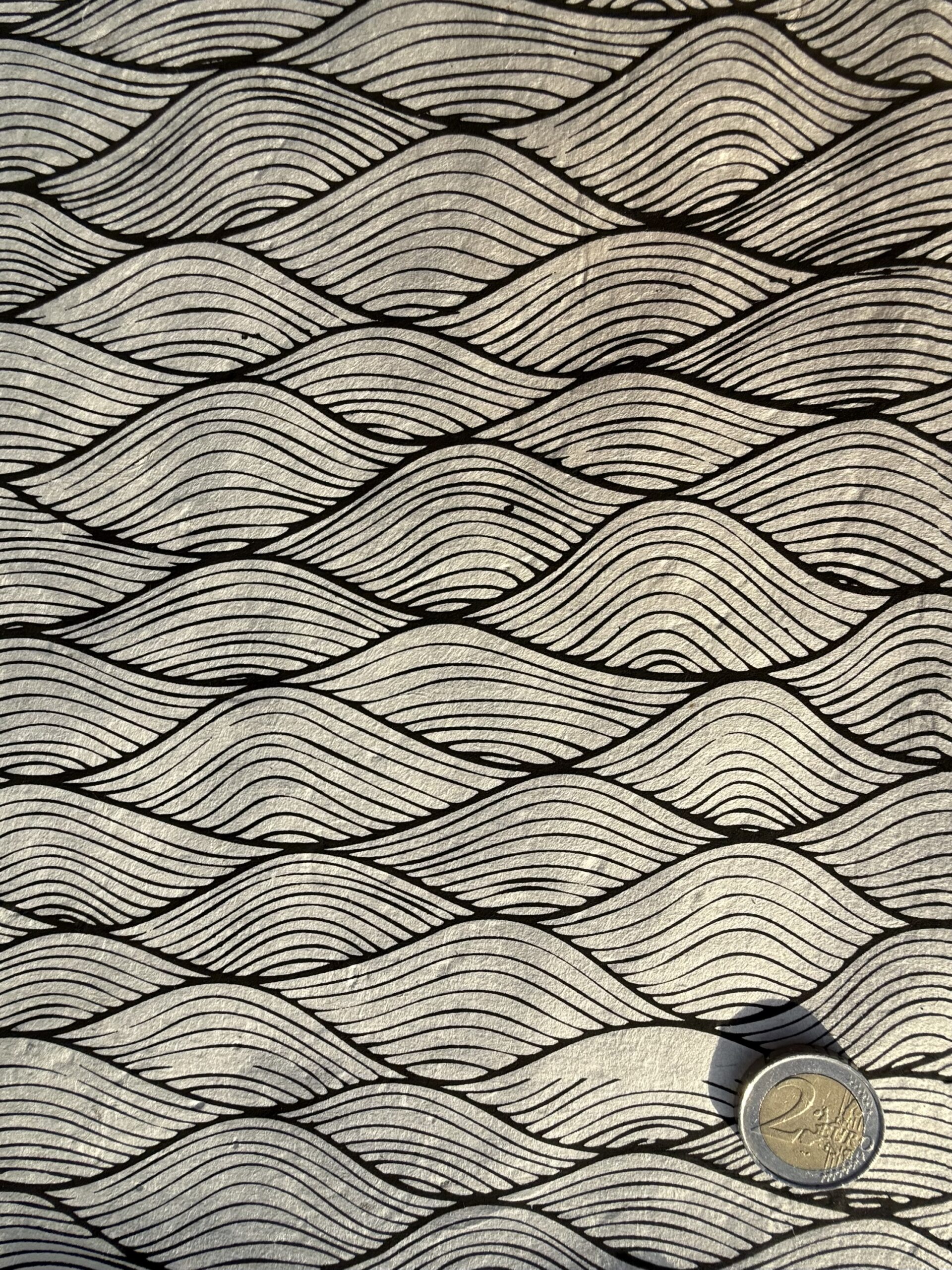 Loktapapier Wellen schwarz auf natur ca. 50 x 75cm – Bild 2