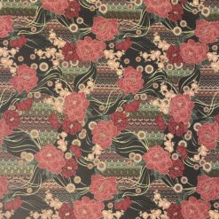 Japan-Blumen rot auf schwarz mit Gold 50x70