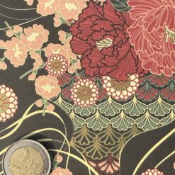 Alternative view of Japan-Blumen rot auf schwarz mit Gold 50x70