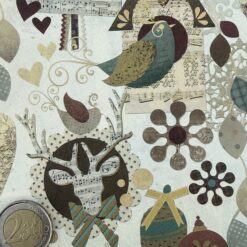 Alternative view of Vogelhäuschen, Noten, Weihnachten mit Gold 50x70